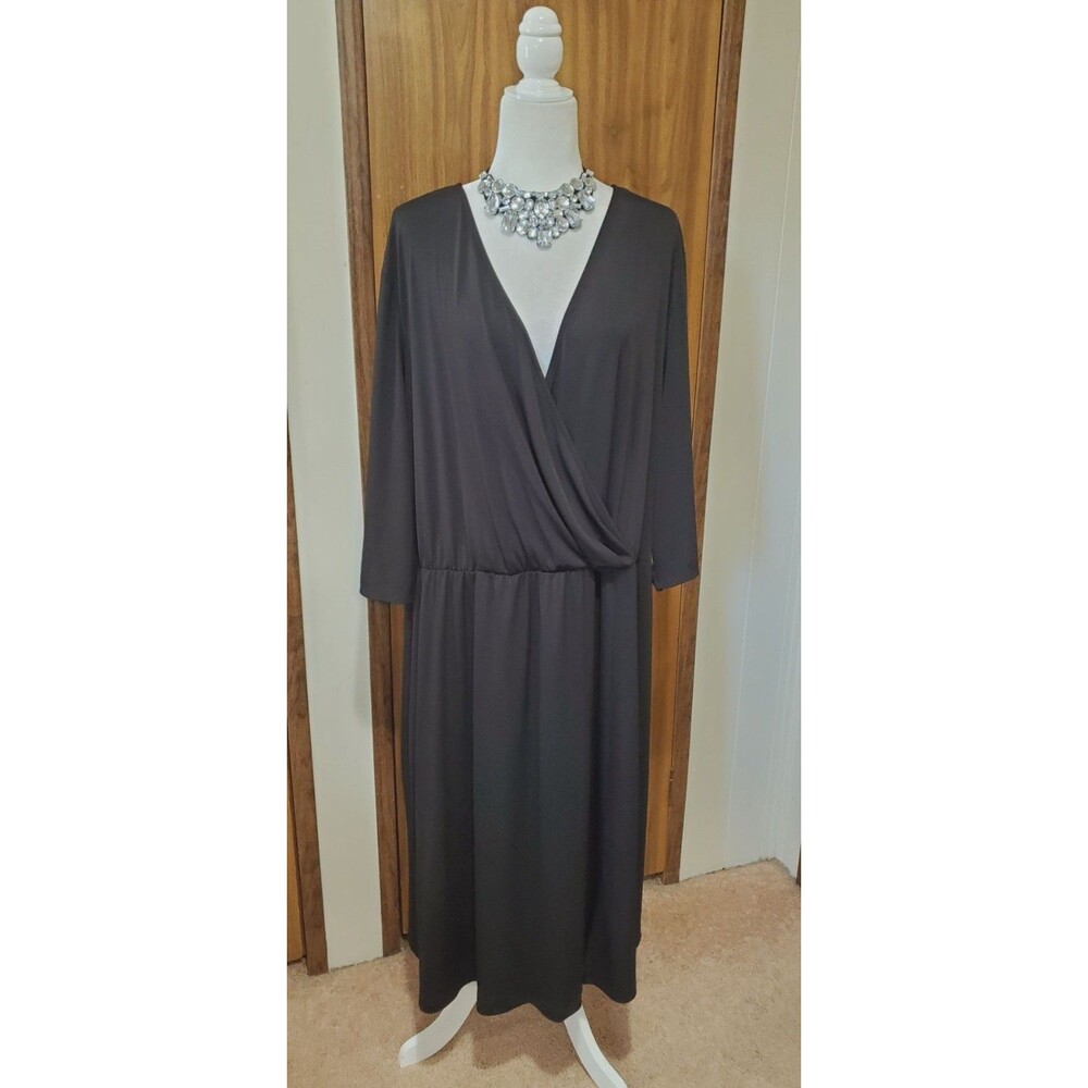 ASHLEY STEWART BLACK 3/4 SLEEVE POLY/SPANDEX   STRETCH  SIZE 3X
